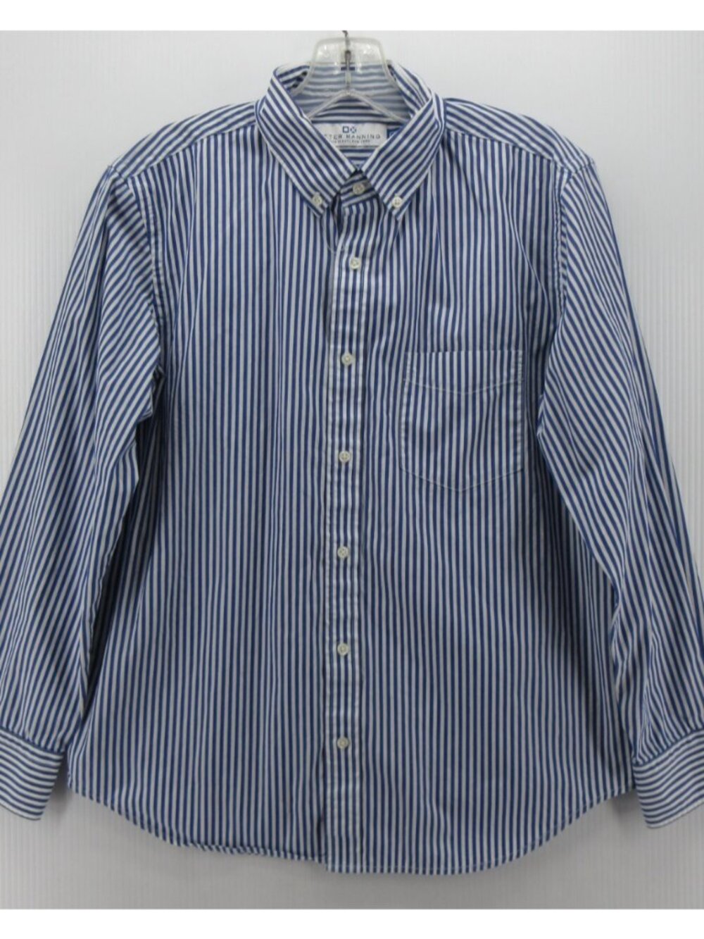 Peter Manning Shirt 2X Oxford Woven Cloth Button Down Striped Medium